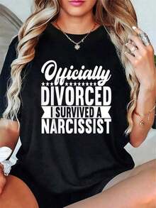 100% Cotton Divorce Party Divorce Women Just Divorced T-Shirt -  Summer Tops Office Outfits For Women, Vacation Outfits Woman Graphic Tees Women - 黑色 - 查看 1