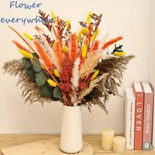 25/43 Pcs Autumn Fluffy Reed And Rabbit Tail Reed Bouquet - Suitable For Wedding, Home And Office Decoration, Unique Bohemian Style, Perfect For Room, Various Occasion Decoration, Natural Flower Arrangement, Such As Christmas, Valentine's Day, Thanksgiving, Mother's Day, Graduation Ceremony, Dried Flower Bouquet