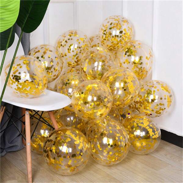10pcs 12inch Transparent Confetti Latex Balloon With Aluminum Foil Sequin Translucent Party Decoration Balloon Suitable For Wedding Birthday Bridal Shower Party Decoration Outdoor Decoration Holiday Party Supplies,Rainbow Multicolor Helium Colorful Confetti Balloons Purple