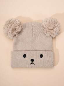 3 件/1 件刺绣熊表情双绒球儿童针织帽，滑雪保暖男女宝宝 Y2K 风格户外冬季无檐小帽，休闲百搭寒冷天气针织帽 - 兒童針織帽 - 查看 23