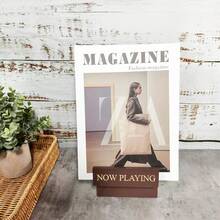 1 pieza Soporte de almacenamiento de discos de vinilo "Now Playing", estante de madera para exhibición de álbumes de vinilo, accesorios "Now Spinning" de madera para tocadiscos, estante de almacenamiento de madera para accesorios de tocadiscos para decoración del dormitorio y la sala de estar para amantes del vinilo