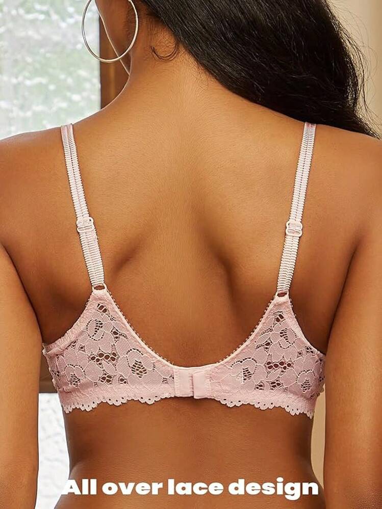 Push Up Bras For Women Add 2 Cups Sexy Lace Cleavage Extra Padded Plunge Bra Underwirehalloween - 粉色 - 查看 10