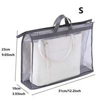 1pc Hanging Garment Bag Wardrobe PVC Storage Bag Transparent Dust-Proof Moisture-Proof Breathable Hanging Bag Leather Bag Protector Multifunctional Transparent 3D Bag Dust Cover Bag Organizer - Grey - View 10
