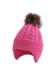 1 件儿童针织帽，带绒球，保暖护耳，适合男孩和女孩，秋冬季 - 1PC - 查看 18