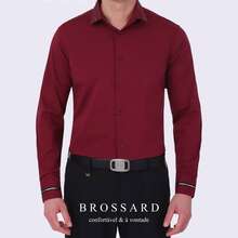 Men's Slim Fit Dress Shirt - Anti-Wrinkle, Anti-Wrinkle And Breathable Elegant Collar | Soft Touch | Machine Washable Comfortable For Work And Events - 酒紅色 - 查看 7