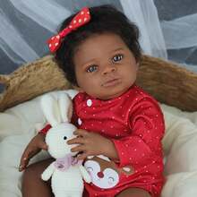 20 Inch Lifelike Reborn Doll With Black Skin, 50cm Soft Cloth African American Newborn Baby Doll, Realistic Cute Handmade Baby Doll Toy, Gift For Children 3+ Years Old (Clothes & Accessories Random)