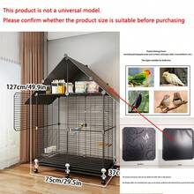 Large Bird Cage, Luxury Villa For Parrots, Mynahs, Finches, With Food Bowl And Perch, Iron Art Design