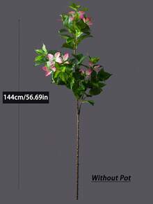 82-144cm Large Artificial Ficus Tree Fake Magnolia Plants Branch Tall Banyan Tree Faux Nandina Tree Rubber Real Touch Fiddle Leaves Plastic Fiddle Plant For Home Garden Office Decor Without 1pc - Hồng - Xem 11