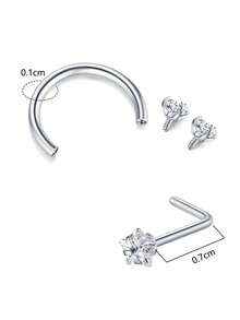 6/2 件马蹄形鼻环配 L 型鼻钉，不锈钢粉色彩虹 CZ 鼻环，银金内螺纹马蹄形鼻环，女士唇眉螺旋耳洞饰品，四季佩戴，礼物 - 彩色 - 查看 8