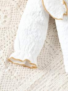 2pcs/Set Baby Girl Outfit, Autumn/Winter Adorable Lady-Like Fashion Ruffle Collar Long Sleeve Top + Bow Decor Skirt Set, Suitable For School Season, Perfect Outdoor Gift - Brown - View 5