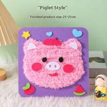 1pc Children's Diy Sewing Set, Cartoon Animal Thread Sewing Drawing, Make Simple Diy Projects, Animals, Fruits, Learn To Sew Toys, Birthday Gifts, Suitable For Girls And Boys