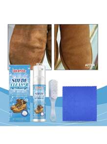 1 Set Suede & Nubuck Cleaner (100ml Cleaner + Brush + Cloth), Suitable For Knitted Boots, Leather, Canvas Cleaning