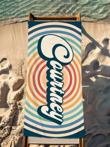 Toalla de playa a rayas personalizada, regalo de fiesta de cumpleaños en la piscina, regalo de toalla de playa de cumpleaños para la hija, regalo de fiesta de cumpleaños individual de vacaciones - Multicolor - Ver 7