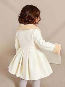 SHEIN Elladie kids Baby Girl Casual Plush Patchwork Jacket, Autumn/Winter