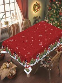 Toalha de mesa de Natal com estampa de boneco de neve e árvore de Natal, 1 peça, 2 tamanhos disponíveis, capa de mesa redonda e retangular de poliéster durável, decoração de mesa para festa de Natal, decoração de cozinha festiva, decoração para casa, presente de Natal, decorações de Natal, decoração de Ano Novo 2026 - Multicolorido - Ver 7
