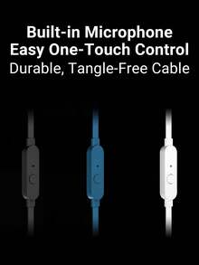 JBL Tune 110 有线入耳式耳机，带麦克风，扁平防缠绕线缆，强劲低音，立体声，适用于电脑游戏和运动，兼容 3.5mm 耳机插孔 - 黑色 - 查看 6