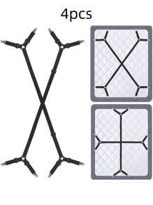 2 Pieces Of 4-Clip Adjustable Bed Sheet And Quilt Fastener, Adjustable Triangle With Elastic Fixer Pendant, Suitable For Bed Sheets, Mattress Covers, Sofa Cushions, Sofa Cover Buckles, Quilt Clips And Metal Clips.
