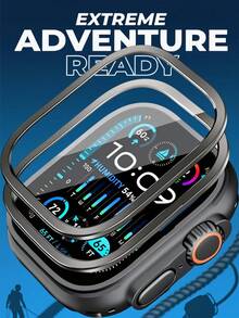 Screen Protector Compatible With Apple Watch Ultra 3/2/1 49mm, Military-Grade Tempered Glass Film With Aluminum Alloy Frame, Anti-Scratch, Anti-Collision, High-Definition Touch Sensitive Full Coverage Protective Cover For I-Watch Outdoor Sports And Daily Wear - Series Ultra 49mm - View 2