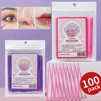 100pcs/Pack Nano Makeup Brushes, Eyelash Extension Applicator, Multi-Functional Cleaning Sticks, Detail Smudge Makeup Brushes