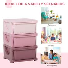 HOMCOM Cassettiera 6 Cassetti per Bambini 3-6 Anni con Bordi Arrotondati, Mobile Portagiochi in PP, 37x37x56.5cm, Rosa - Anguria Rosa - Visualizzare 7