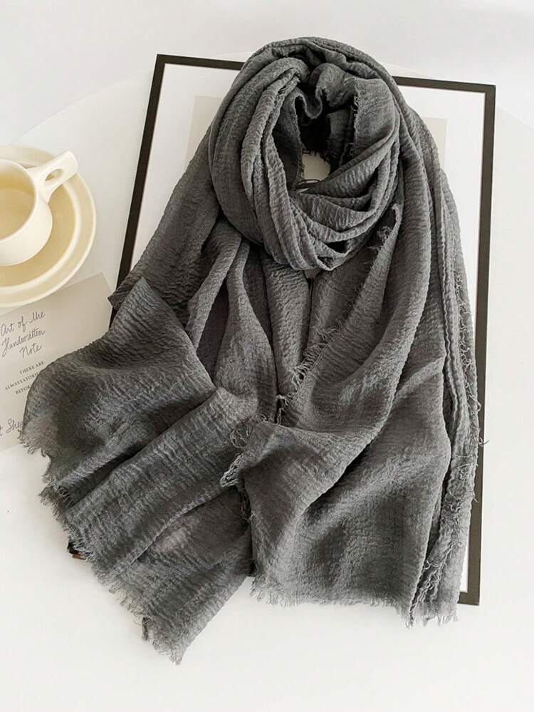 1 Piece Solid-Colored Linen Scarf For Women, Vintage Solid Color Medium-Length Scarf, Decorative Long Shawl For Dress,Beach,Holiday - Multicolor - View 14
