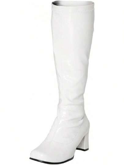 Women's Ladies Fancy Dress 1960'S 70'S Knee High Go Go Boots Retro Block Heel Girls Boots