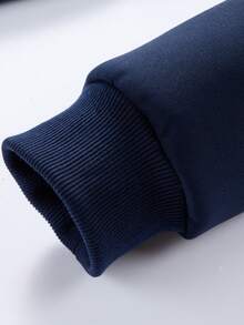 男士休闲连帽半拉链抓绒卫衣