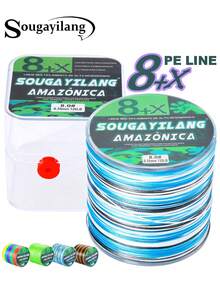 SOUGAYILANG 8股PE编织钓线，300米/328码，多色，耐用钓线。强韧耐用的8股编织钓线，300米/328码，拉力15-120磅，迷彩图案，耐用聚乙烯材质，适用于主线和海水垂钓。 - 彩色 - 查看 1