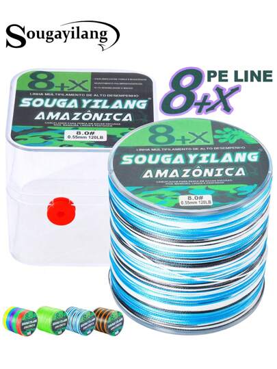 SOUGAYILANG 8 Strands PE Braided Fishing Line, 300m, Multi Color, [Durable Fishing Line] Strong & Durable 8-Strand Braided Fishing Line | 300m/328yd, 15-120lb, Camouflage Pattern, Durable Polyethylene For Main Line, Saltwater Fishing