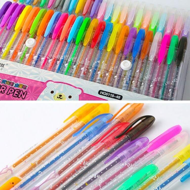 1 件彩色闪光笔套装，48/24/18/12 色夜光液体流沙荧光笔，适用于子弹日记、创意 DIY、学生绘画、鲜艳的马克笔 - 螢光筆 - 查看 7