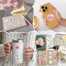 200pcs Flower Stickers For Water Bottle, Skateboard, Luggage, Phone Case, Guitar, Piano, Room, Notebook, Wall Decor