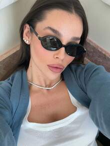 2pcs Retro Hip Hop Small Oval Frame Glasses, Minimalist & Versatile Fashion Eyewear For Women - Leopard Print Transparent Film + Black Frame Gray Film - View 3