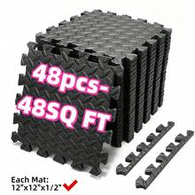 48-Pack EVA Foam Interlocking Mats, Black/Gray Gym Puzzle Tiles, Home Workout Floor Protector, 12.2 X 12.2 X 0.5Inch - 黑色 - 查看 1