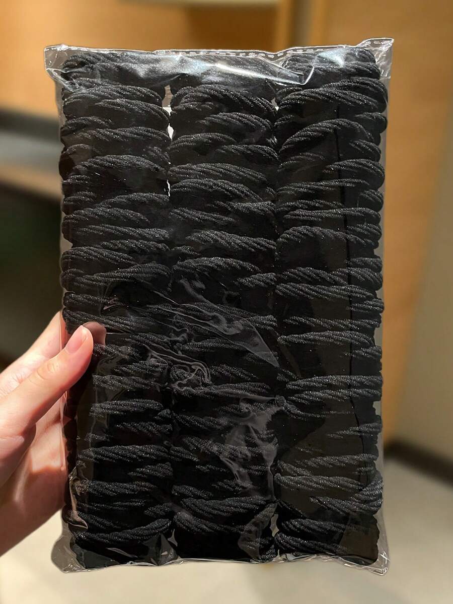 100根黑色螺旋发圈，高弹力发带，百搭休闲风，女士发饰，适合扎马尾辫和编发。适合日常休闲和户外佩戴，四季皆宜，也是学习用品和女士配饰。发绳头饰橡皮筋