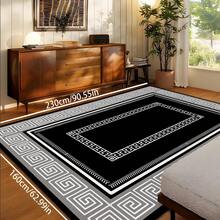 1pc Luxury Nordic Modern Abstract Geometric Area Rug, Circular Pattern Rectangle Soft Faux Wool Washable Carpet, Suitable For Living Room, Bedroom, Entryway, Bathroom, Hallway, Patio, Kitchen, Indoor Outdoor, All Season Large Size Mat, Classic Black Gray - Home Decor - Multicolor - View 19