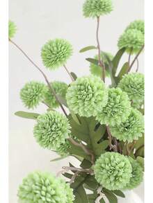 5pcs Faux Silk Pompon Mum Artificial Flowers, Bulk Fake Mini Chrysanthemums With Stems For DIY Bouquet Centerpieces Wedding Fillers Champagne Arrangements Shower Decorations, Beige