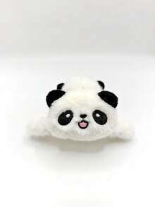 1 pieza Pinza de pelo de mujer con diseño de panda de dibujos animados en blanco y negro, accesorio de pelo lindo para uso diario, fiesta, versátil para otoño/invierno, accesorio de pelo con pinza para vacaciones y atuendos de mujer - Blanco y Negro - Ver 4