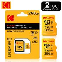 Kodak 2张柯达C10 Micro SD卡，32GB存储卡，兼容64GB、128GB，读写速度100MB/s，U3 V30 MicroSD卡，最大支持256GB，适用于相机、智能手机和电脑。 - 黃色 - 查看 12