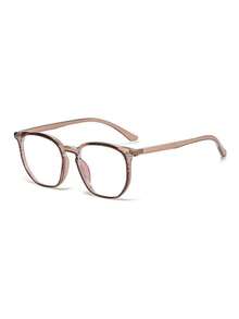 2025 Spring New Oval Frame Rivet Eyeglasses Frame, Fashion Commuter No-Makeup Face Versatile Leopard Print Cute PC (Polycarbonate) Clear Lens - Multicolor - View 10