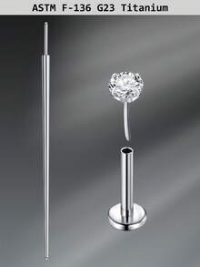 CIZME 1 Set Fashionable Titanium Alloy Threadless Nose Stud CZ Nose Ring, Flat Back Stud Earrings, CZ Nose Bone, Nose Wing, Cartilage Earrings, 20G 18G 16G Cubic Zirconia Lip Ring, Medusa Lip Ring, Threadless Lip Stud, Piercing Taper, Suitable For Daily Wear - Lip Studs - View 25