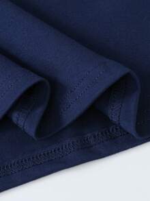 Teen Girl Cartoon Cat & Ramen Print T-Shirt - Navy Blue - View 6