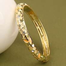 Enamel Bracelet With Hollow Leaf & 3 Floral Rhinestone Inlaid, Slim Openable Vintage Style Jewelry For Women (Batch Color May Vary Slightly Due To Handpainted Crafting)