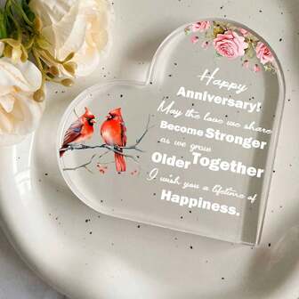 Centros de mesa - Regalo de Feliz Aniversario - Decoración de acrílico con forma de corazón para el hogar, oficina y sala de estar, decoración bohemia, linda decoración de escritorio, regalos únicos para ella, decoración de mesa para ocasiones especiales