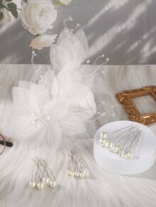 Linda tiara de noiva com detalhes decorativos. Acessórios para o Dia dos Namorados. - Bege - Ver 11