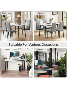 Modern Rectangular Dining Table Kitchen Table With Marble Effect Top And Metal Legs, 120x70cm Wooden 4-6 Seater Dinner Table For Home, Cafe And Restaurant - White - View 8