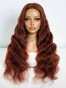 Reddish Brown Body Wave Lace Front Wigs Human Hair 200 Density 13x4 HD Transparent Lace Frontal Wigs For Women Pre Plucked Bye Bye Knots Water Wave Human Hair Wig With Baby Hair 40inch - 棕色 - 查看 6