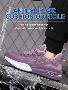 1 Pair Steel Toe Shoes For Women,Mesh Upper Safety Shoes Protective Feet,Anti-Smash,Anti-Puncture,Lightweight Breathable Sports Series Shoes,Low-Top Fashion Purple Color,Suitable For All Seasons Running Shoes Climbing Shoes Soft Sole Relieve Fatigue Comfortable,Safety Shoes Perfect Gifts Women Shoes Hiking Shoes Size Runs Large,Please Order One Size Down
