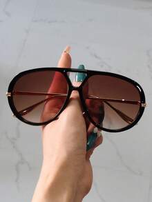 1 Cặp Kính thời trang nữ gọng kim loại kiểu phi công, Kính thời trang cỡ lớn kiểu khiên cho bãi biển, lái xe, trang trí theo phong cách Boho cho kỳ nghỉ bãi biển mùa hè, ngoài trời, du lịch - Nhiều màu - Xem 17