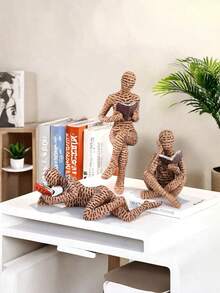 Pulp Reading Women Figurine Thinker Statue Decor Modern Figurines Abstract Aesthetic Sculpture For Home Decoration Living Room Office Bookshelf Shelf Table