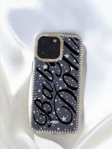 1pc High-Value Transparent Mobile Phone Case, Diamond Star Mobile Phone Case, Shiny Surface Mobile Phone Case, Suitable For IPhone 12/13/14/15/16/Pro/Pro Max/Plus Mobile Phone Case - 閃鑽星星色 - 查看 2